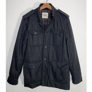 Old Navy Wool Blend Pea‎ Coat - Men's Size M - Charcoal Grey, Flannel Lined